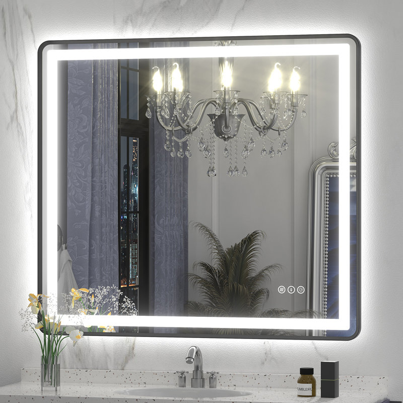 Miroir de salle de bain / de salle de bain anti-buée à DEL certifié Aevar avec garantie de 3 ans UL, 40 po x 36 po