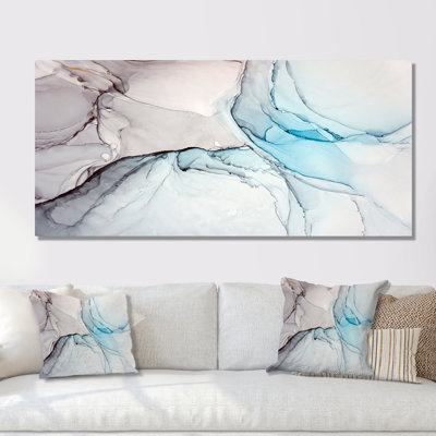 Luxry Blue and Grey Marble Art Ripples III - peinture sur toile