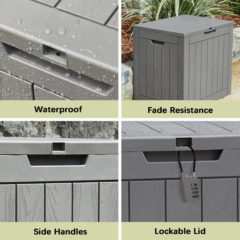 Gray Resin Lockable 31 Gallon Outdoor Deck Box