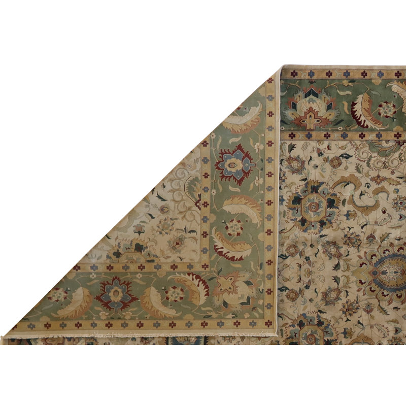 Woven Arts One-of-a-Kind Oriental Hand-Knotted Wool Beige/Green/Blie/Brown Area Rug