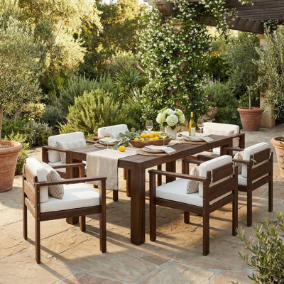 7-Piece Patio Dining Set for 6, Outdoor Furniture Sets with Rectangle Table, Patio Table and Chairs Set with Removable Cushions for Backyard
