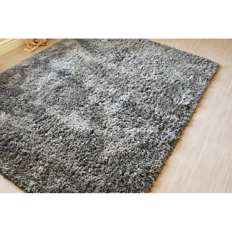 Tapis gris à poil long de qualité supérieure fabriqué à la main Shifflett