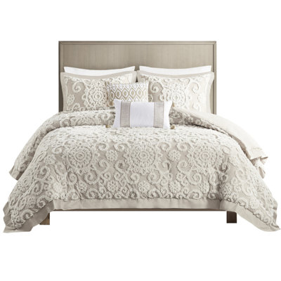 Oversized King Cotton Comforter In Taupe With Chenille Embroidery, Fill , 100% Fascinating Embroidery & Filling 2 Shams