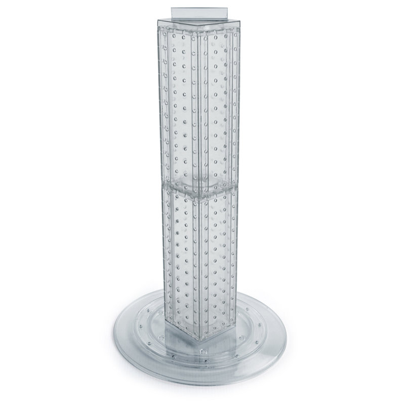 Clear Translucent Plastic Revolving Pegboard Counter Display Tower