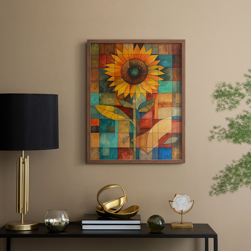Série FLORAL CDXCI - reproduction encadrée de qualité supérieure - prête à être accrochée - aucun clou requis, Noyer