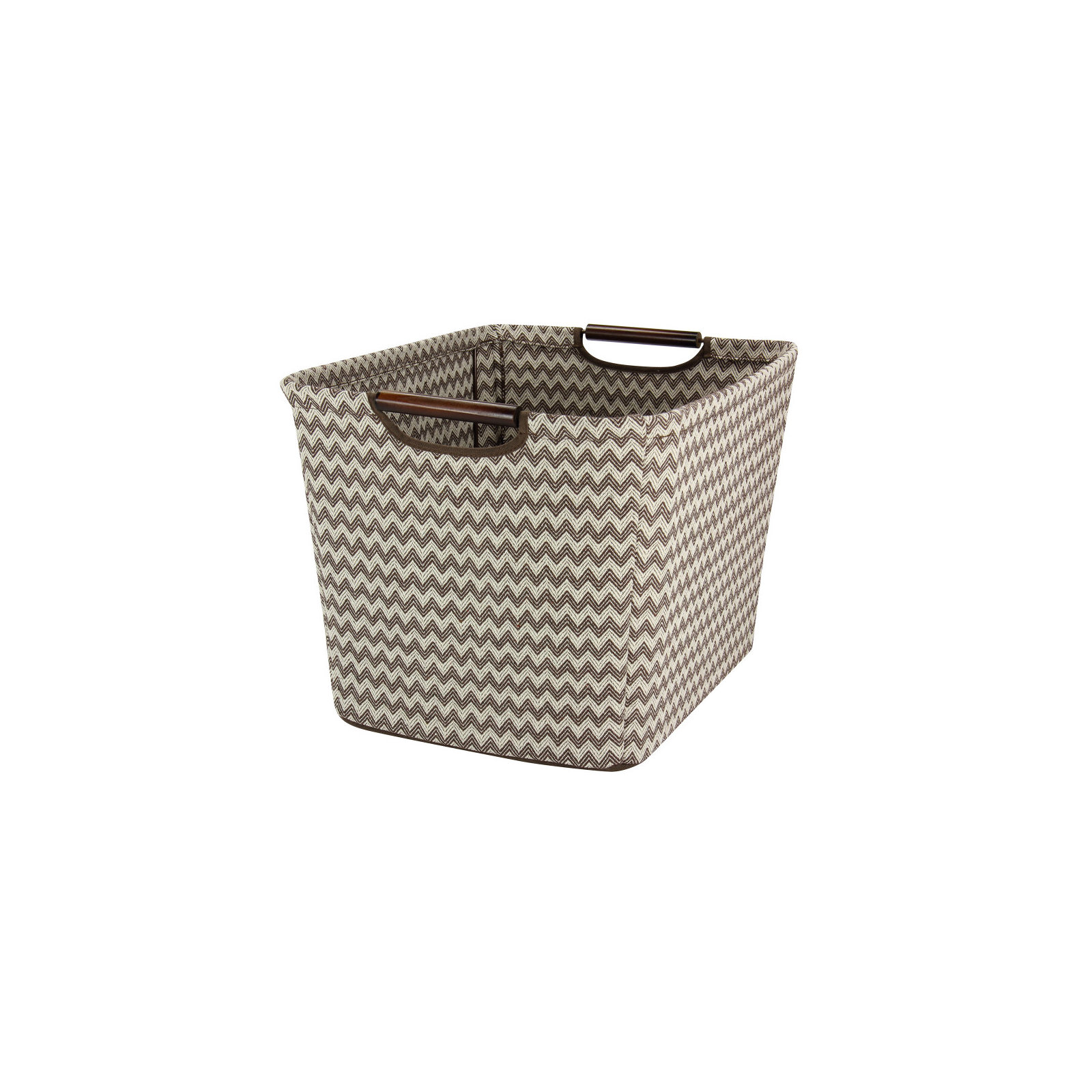 Fabric Decorative Bin 1, 11" H x 16" W x 13" D, Brown/Cream