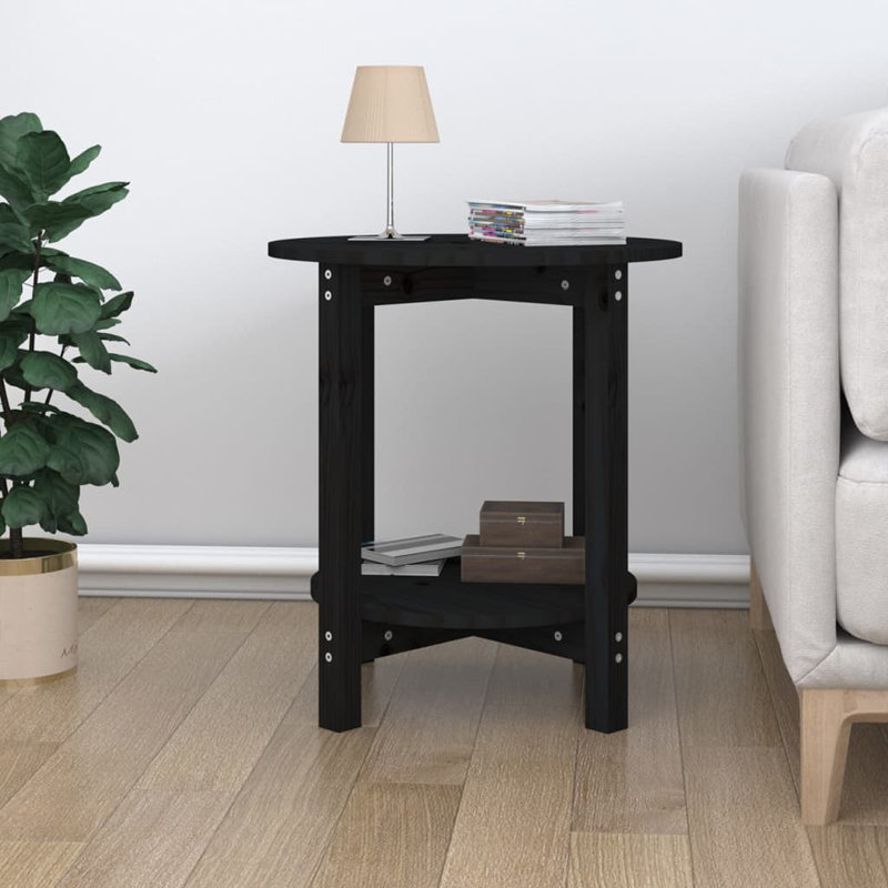 Worsley Solid Wood Four Leg Coffee Table with Storage, Black, 60cm H x 55cm W x 55cm D