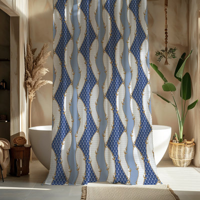 Blue Sea Nautical Pattern Shower Curtain