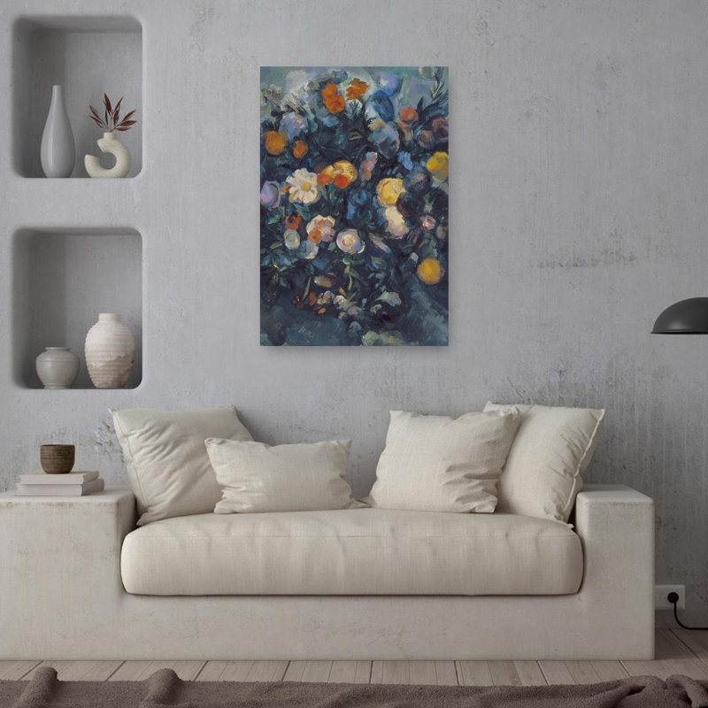 Vase de fleurs - Affiche murale abstraite contemporaine représentant des fleurs, H 36 po x l 24 po