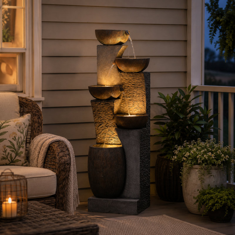 Handcrafted Outdoor Weather Resistant Floor Fountain
