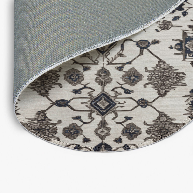 Persian Gray Indoor and Outdoor Area Rug, Round 5'