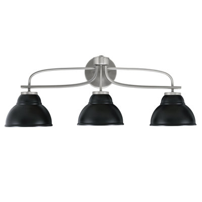 Cavella 3 Light Bath Bar Shown In Graphite Finish With 7" Matte Black Double Bubble Metal Shades