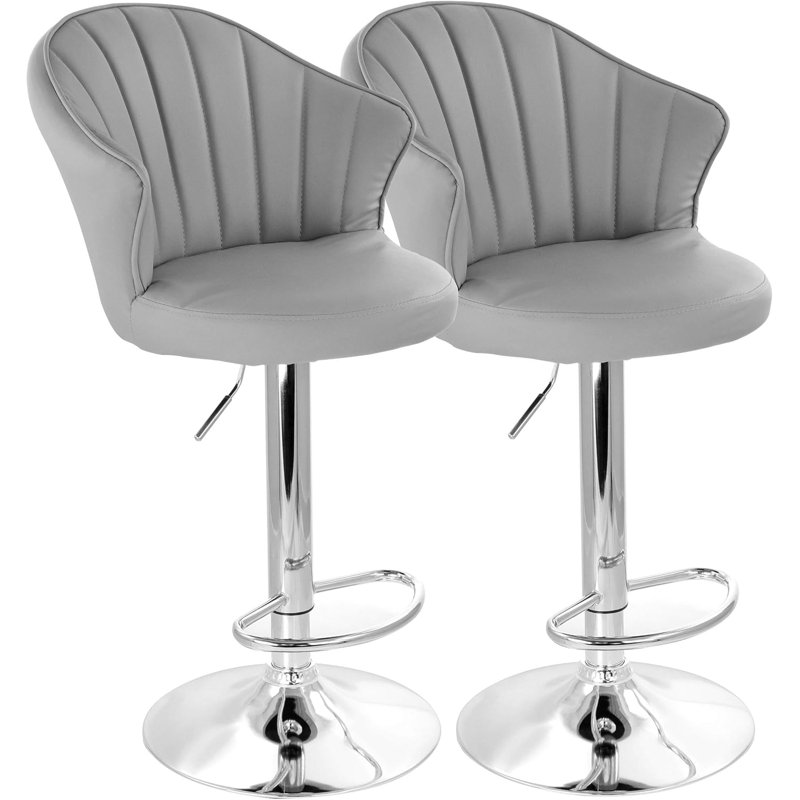 Tabouret de bar réglable en similicuir 2 pièces Levane