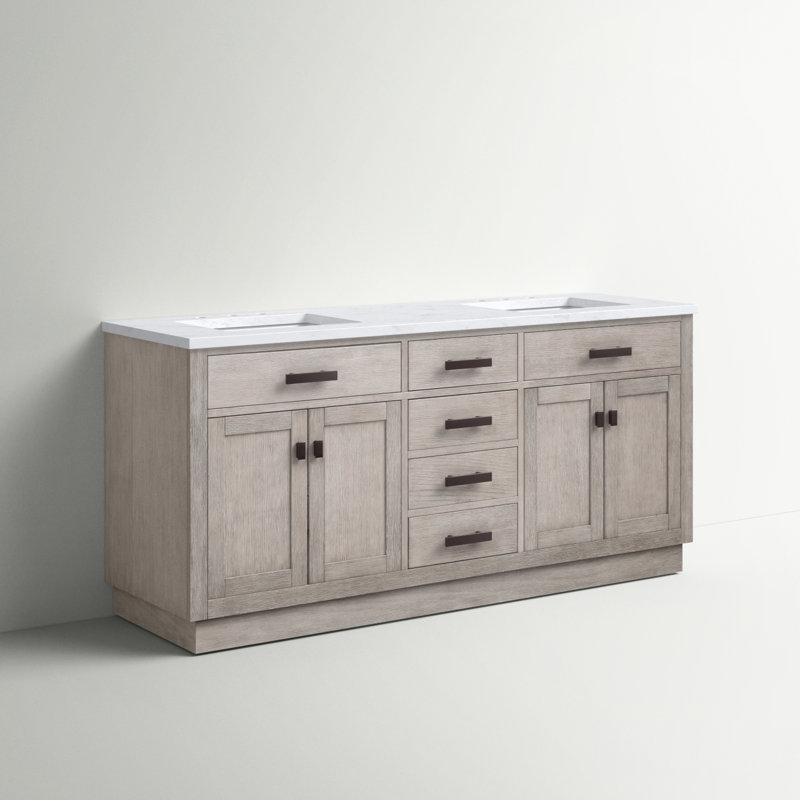 Argenta 72" W x 22" D x 34" H Double Bathroom Vanity, Gray Oak