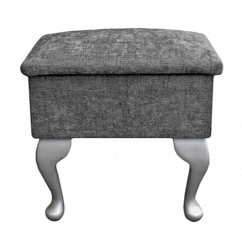 Upholstered Storage Bench, Silver