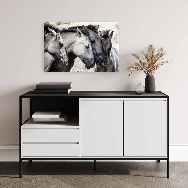 Peaceful Horse Family Peaceful Contemporary Horse Nature Portrait Wall Art Print 1 Piece Wrapped Canvas Wall Art
