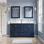 Meuble-lavabo de salle de bain en bois massif, 152 cm (L) x 87 cm (H), avec comptoir en marbre reconstitué blanc pur et double lavabo, bleu marine-1069503543-1068242430