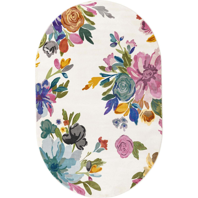 Aludra Floral Indoor Rug, Oval 5'3" x 7'10"