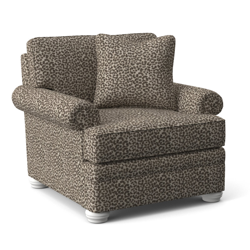 Fauteuil Kensington, Finition blanc givré, Rayures bleues / beiges 0209-61