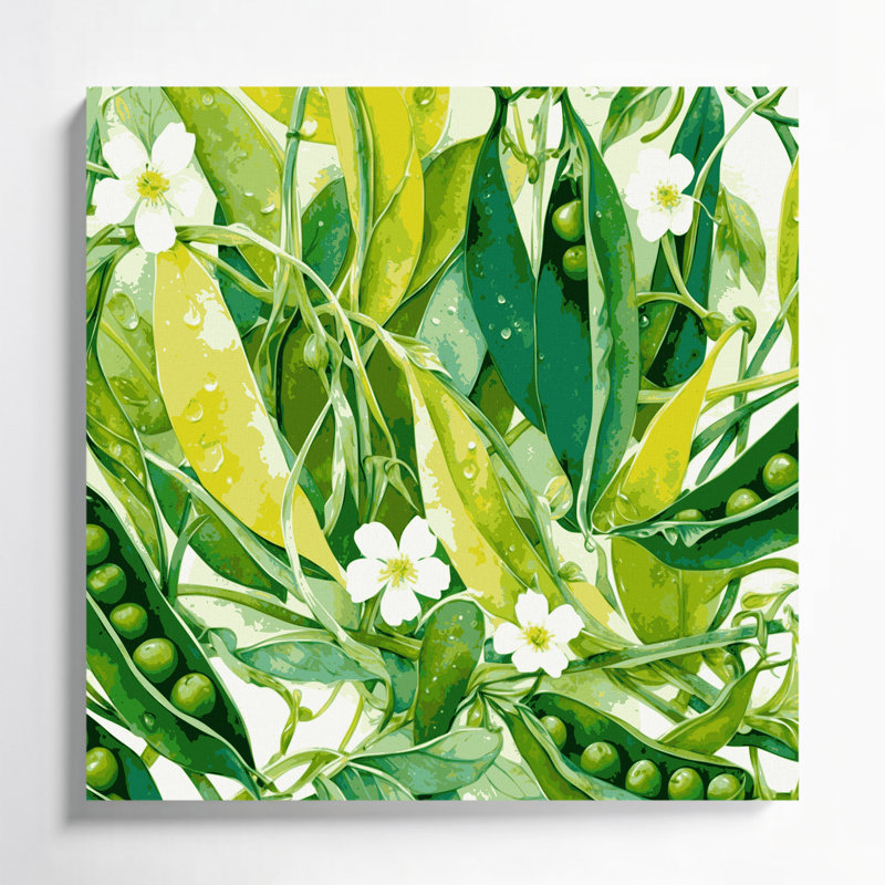 Légumes, pois verts sur toile, art mural, 8" H x 8" W