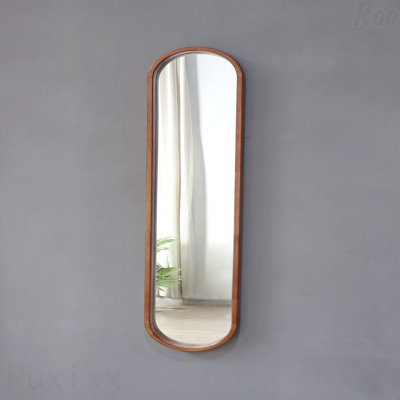 9.5X2x47.2" Elongated Oval Rubber Frame Decorative Accent Mirror