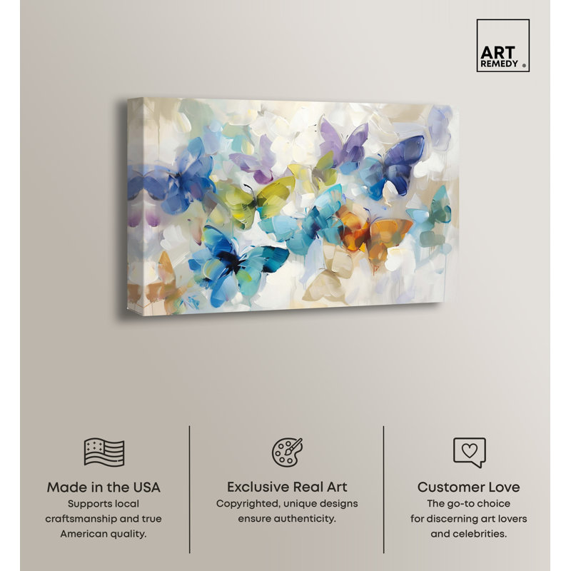 Large Multicolor Butterfly Canvas Wall Art, 54" x 36"