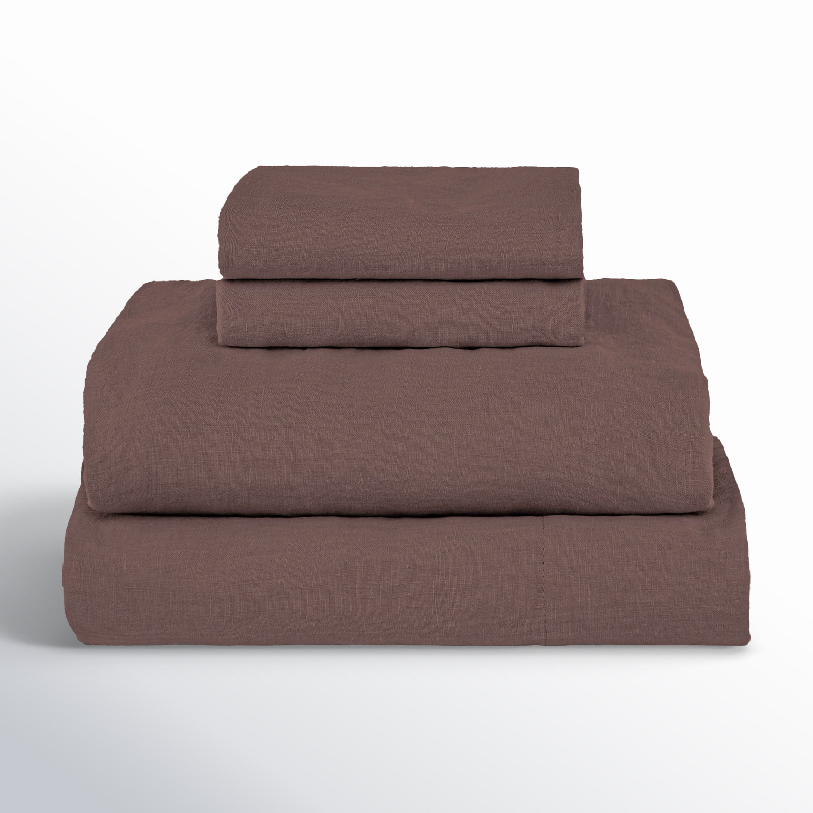 100% French Linen Sheet Set, Clove, Queen Sheet Set with 2 Pillowcases
