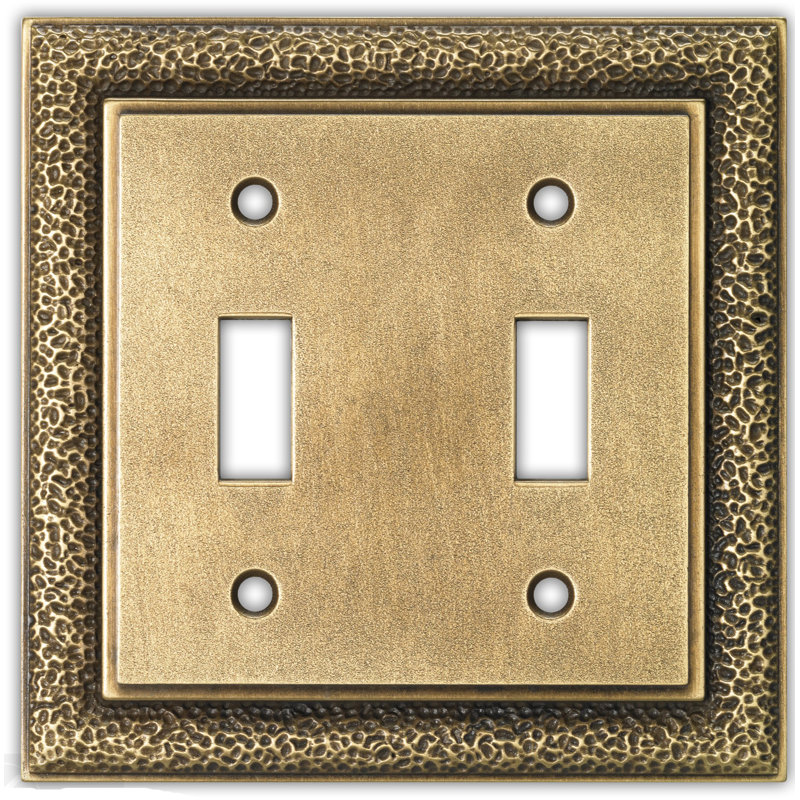 Hammered 2-Gang Toggle Light Switch Wall Plate, Gold