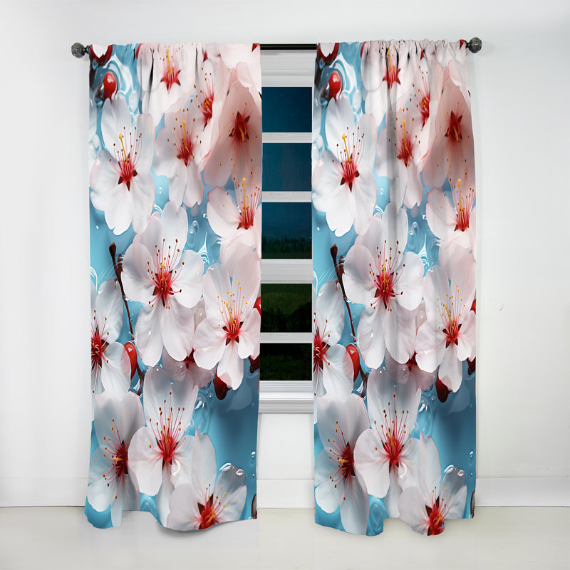 Rideau moderne en velours obscurcissant Melany Cherry Blossoms Flow II Melany, L 52 po x L 108 po