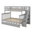 Lit superposé simple avec lit gigogne, escalier de rangement et garde-corps pleine longueur, lit superposé en bois massif avec lit gigogne, sans sommier-1846305808