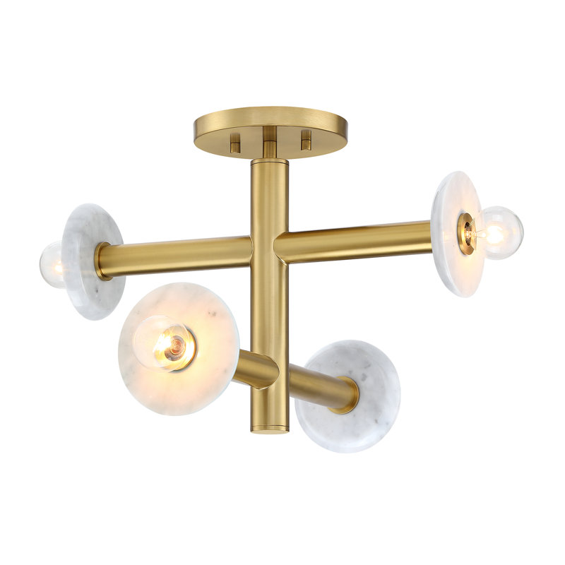 Wilfrid Semi Flush Mount, Brushed Gold