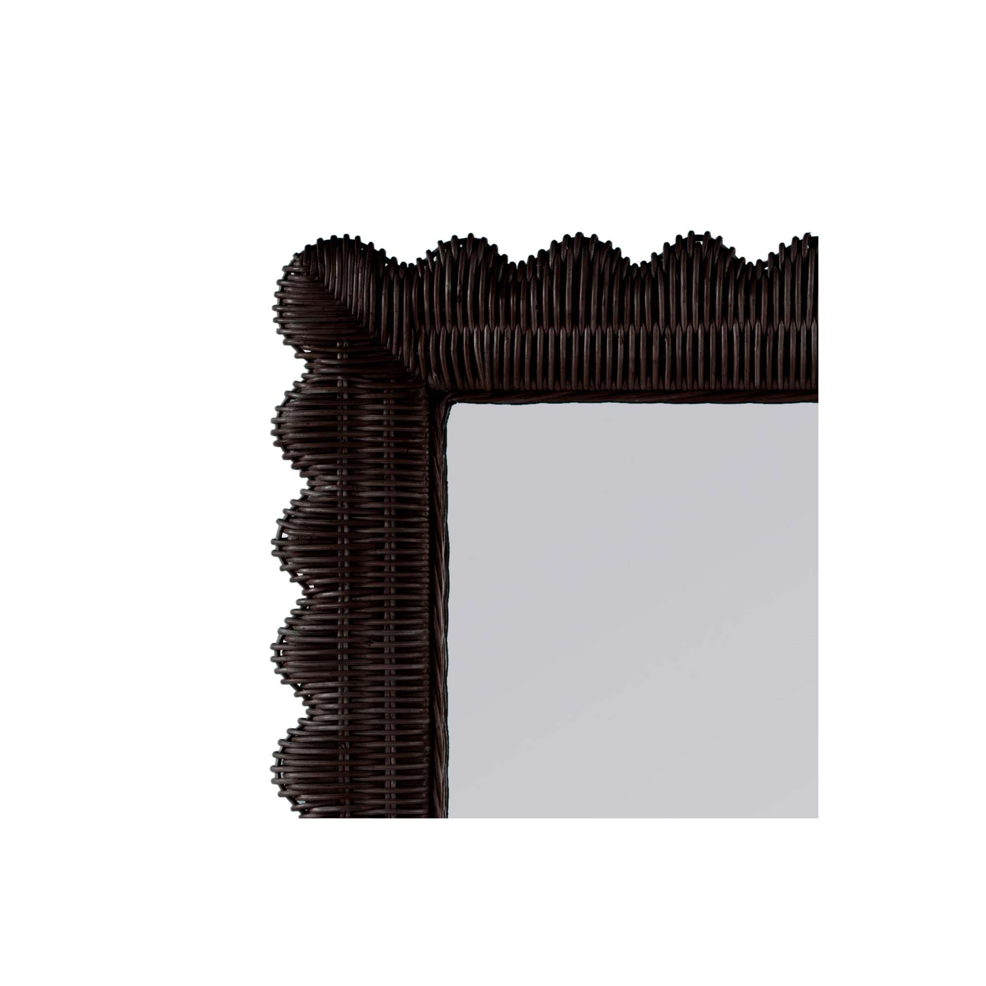 Lacie Scalloped Rattan Floor Mirror, Chocolate Brown