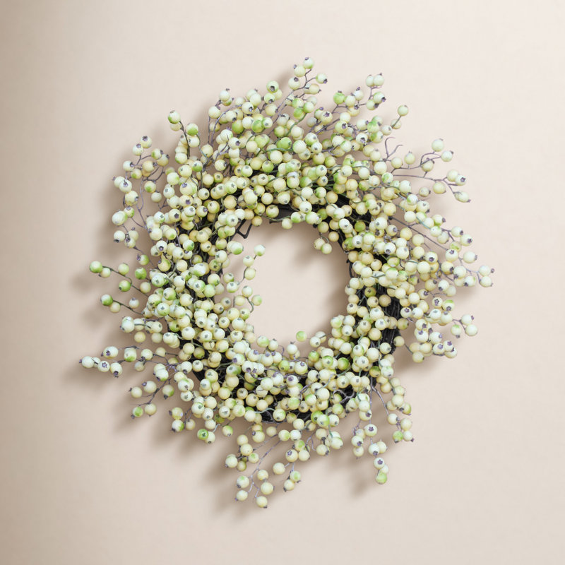 Couronne de groseille printanière, H 24 po x l 24 po x P 6 po, Vert