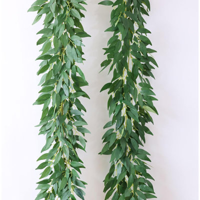 Guirlande de vignes artificielles à 2 rangs avec vignes artificielles de 81 po avec feuilles vertes en soie, plantes suspendues, décoration de verdure pour mariage
