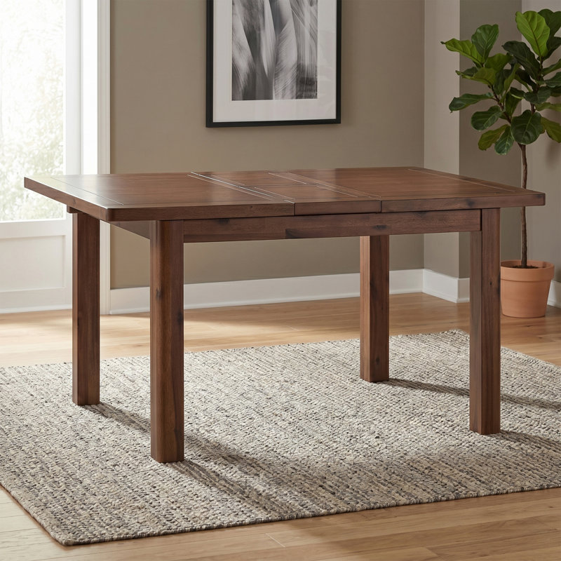 Oruada Extendable Acacia Solid Wood Dining Table, Dark Brown