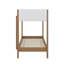 Lit superposé simple au-dessus de simple avec tête et pied de lit rembourrés Boucle, échelle, garde-corps de sécurité, lit superposé en bois d'hévéa