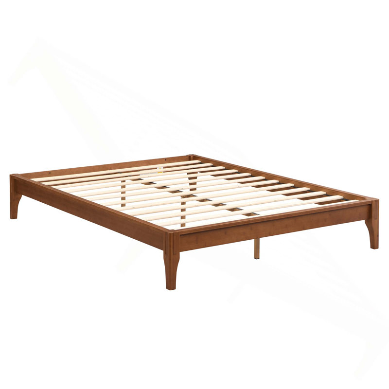 Cadre de lit plateforme en bois de bambou sec de 12 pouces avec support en lattes de bois, aucun sommier nécessaire, Full