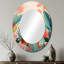 Miroir mural ovale vert et rose-737796004