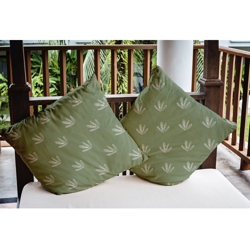 Pattern Indoor/Outdoor Throw Pillow, Muted Green, 16" x 16"