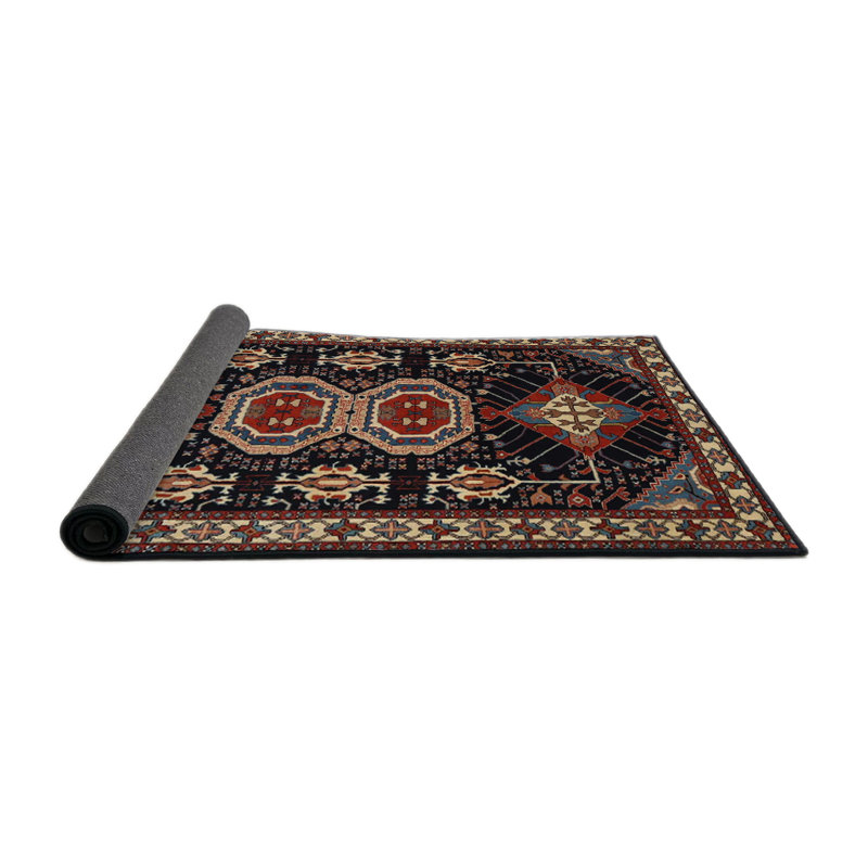 Tapis noir/rouge/beige traditionnel Miky, Rond 4 pi