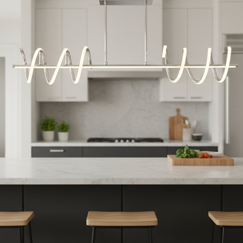 Luminaire suspendu linéaire à 3 lumières pour îlot de cuisine Slidell