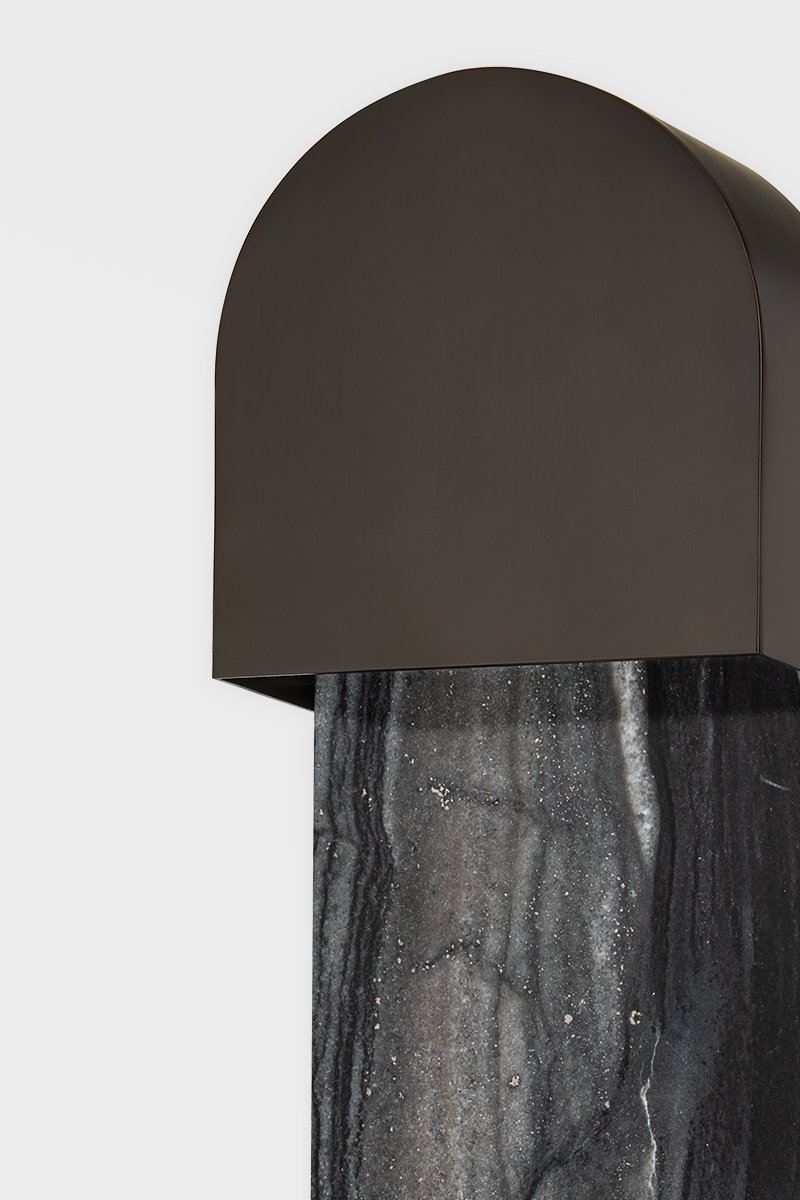 Single Light Dimmable Flush Mounted Sconce, Black Brass