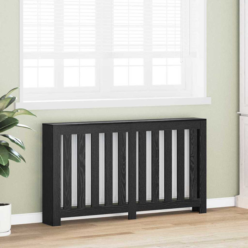 Large Radiator Cover, Black Oak, 149 x 20 x 82 cm, Vertical Slats