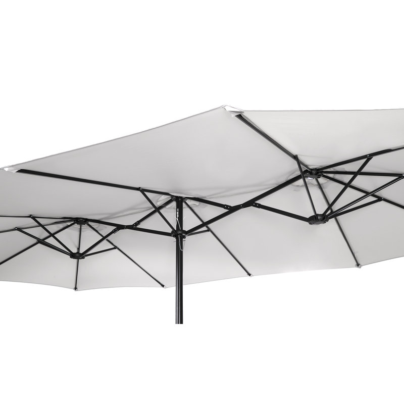 ZUPERIA Parasol de patio de luxe de 15 pi avec base - Parasol de marché rectangulaire double face haut de gamme