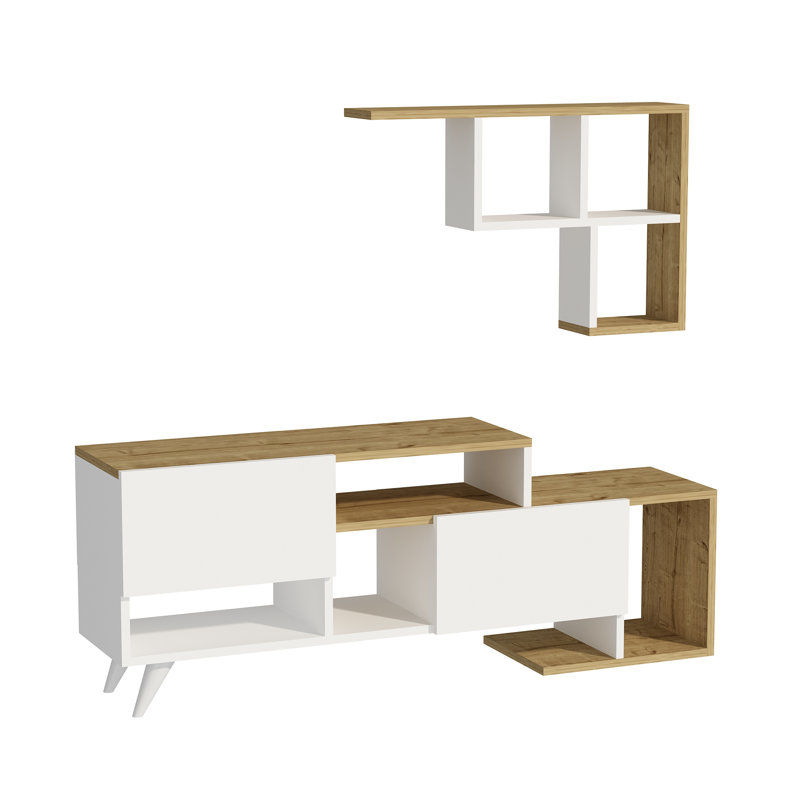 TV Stand And Entertainment Center Pilmin, White/Oak