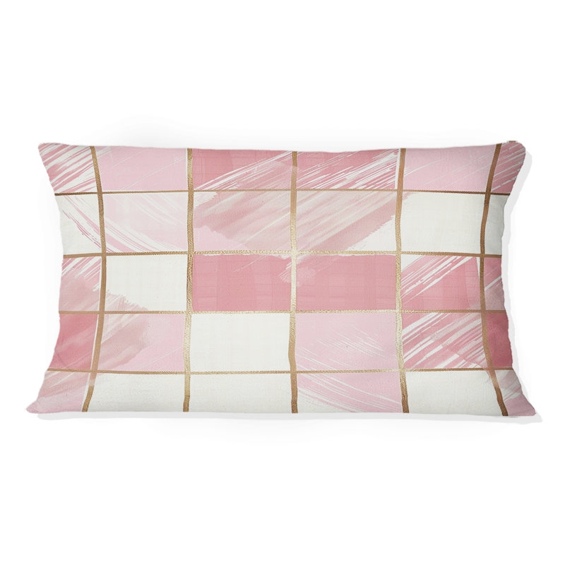 Coussin lombaire rose et beige Mid-Century III