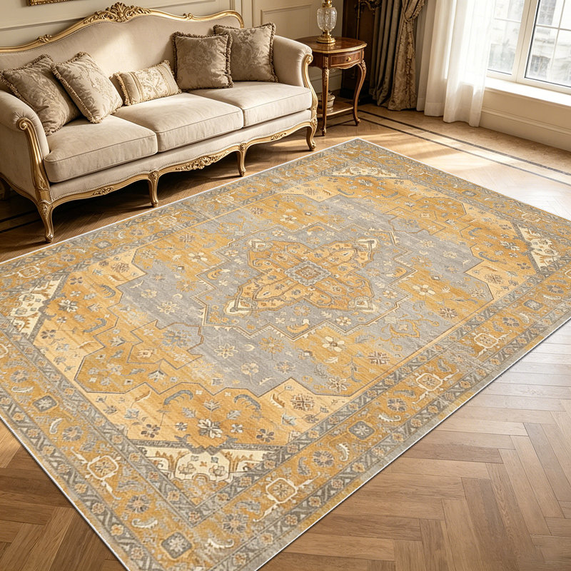 1PC Vintage Distressed Persian Medallion area rugs for Living Room, Soft and Comfortable, Suitable for all seasons, easy-to-maintain, machine washable Indoor floor mat, Under Table Farmhouse suitable for dining room, bedroom, entryway, home office,