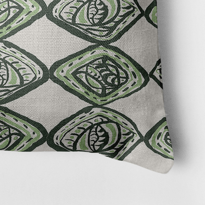 Housse de coussin rectangulaire d’extérieur/insert, Vert, Géométrique 1