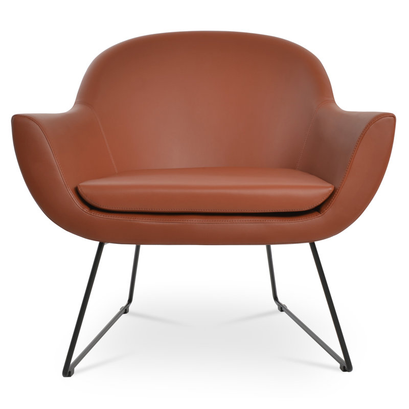 Fauteuil Madison, Similicuir cannelle, Noir
