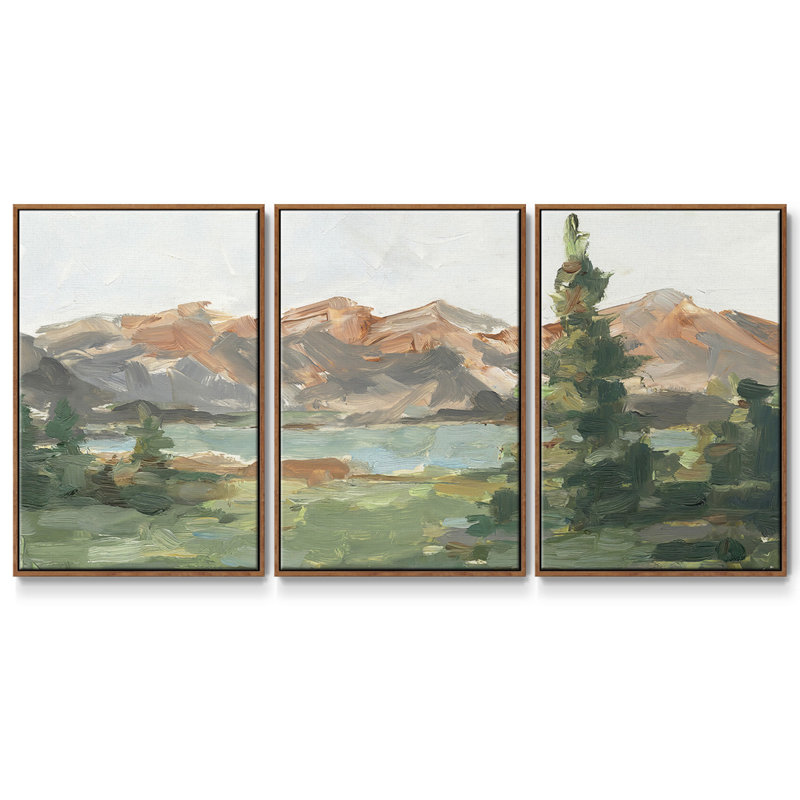 Rusty Mountains II, 3 pièces, H 40 po x l 78 po x P 2 po, Noyer